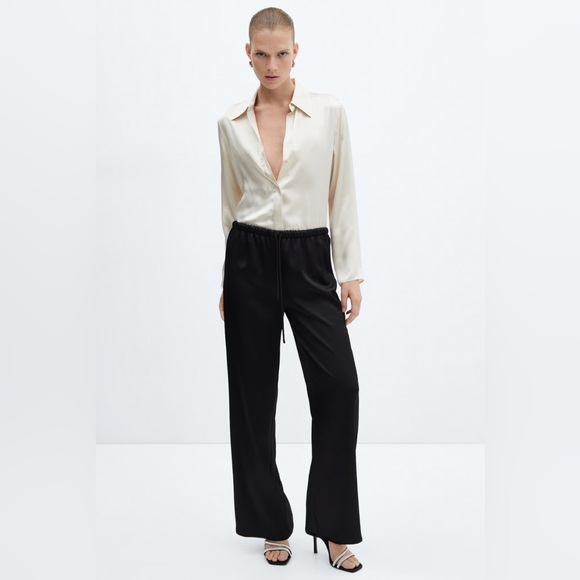 Stylish black satin pants from Mango - Picture 2 of 3